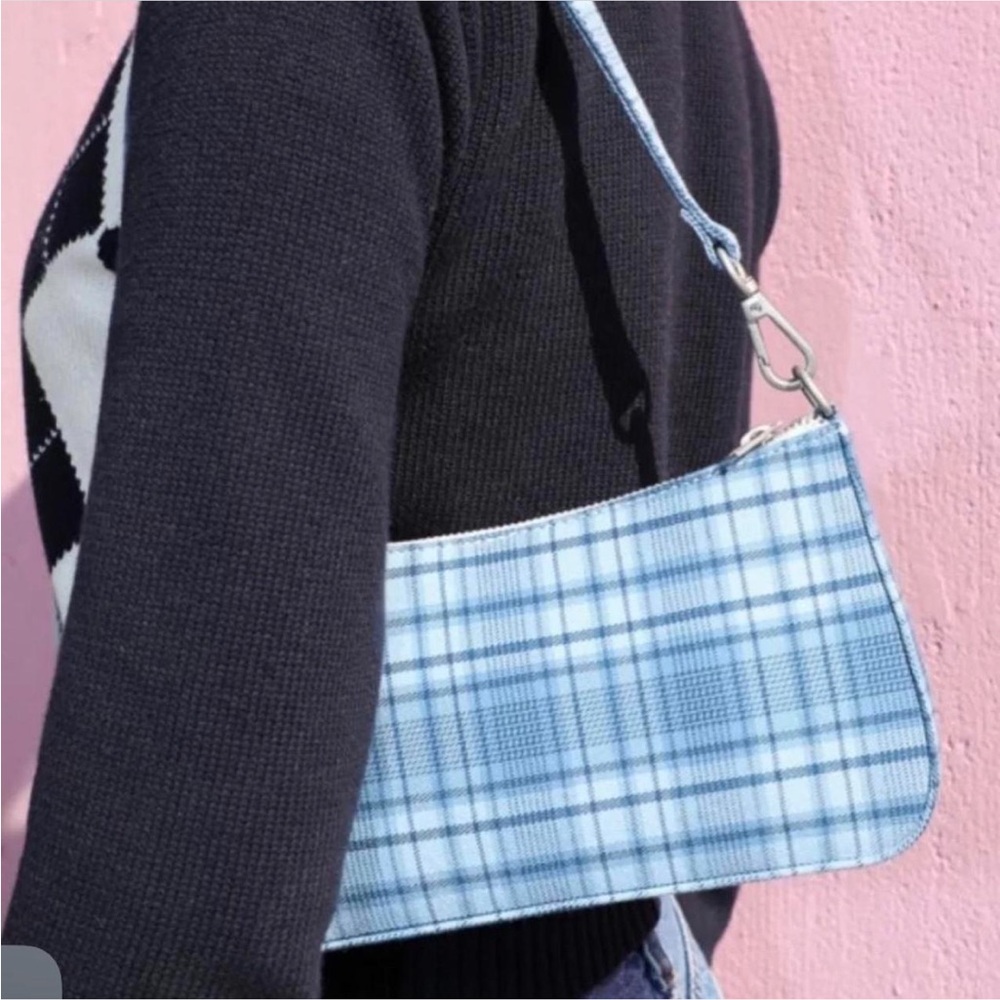 Brandy Melville Light Blue Plaid Shoulder Bag